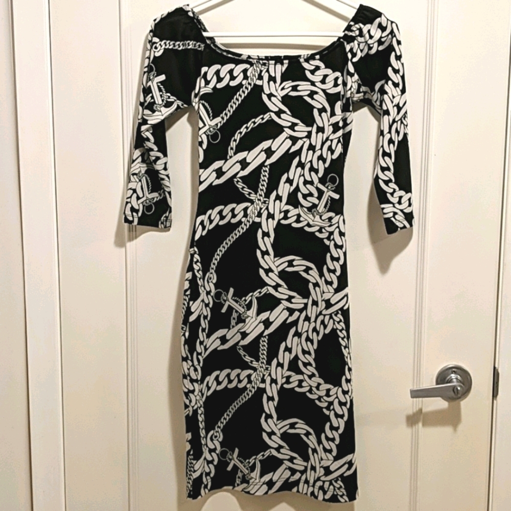 NWOT Black and White Anchor and Rope Dress